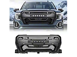 American Modified Armor Upper Replacement Grille with LED Off-Road Lights; Matte Black (19-21 Sierra 1500; 2022 Sierra 1500 Limited)