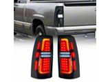 American Modified LED Tail Lights; Chrome Housing; Smoked Lens (01-02 Sierra 3500 HD)