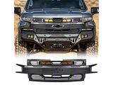 American Modified Armor Upper Replacement Grille with Amber Lights and Emblem Holder; Matte Black (19-21 Silverado 1500 High Country, LT, LT Trail Boss, LTZ, RST; 2022 Silverado 1500 LTD High Country, LT, LT Trail Boss, LTZ, RST)