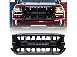 American Modified Armor Upper Replacement Grille with LED Off-Road Lights; Gloss Black (16-18 Silverado 1500)