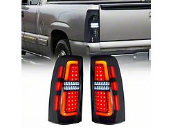 American Modified LED Tail Lights; Chrome Housing; Smoked Lens (01-06 Silverado 3500 HD)