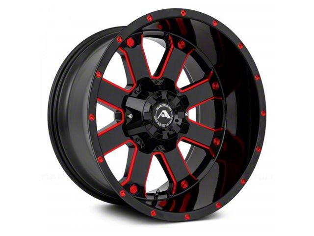 American Off-Road Wheels A108 Gloss Black Milled with Red Tint 6-Lug Wheel; 20x10; -24mm Offset (07-14 Tahoe)