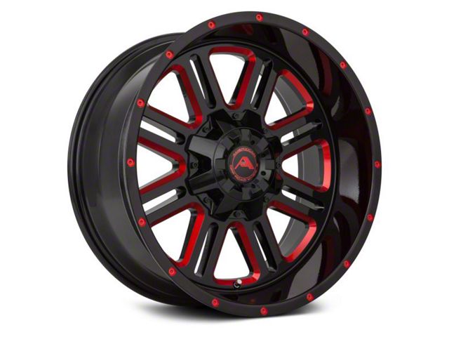 American Off-Road Wheels A106 Gloss Black Milled with Red Tint 6-Lug Wheel; 22x12; -44mm Offset (15-20 Yukon)