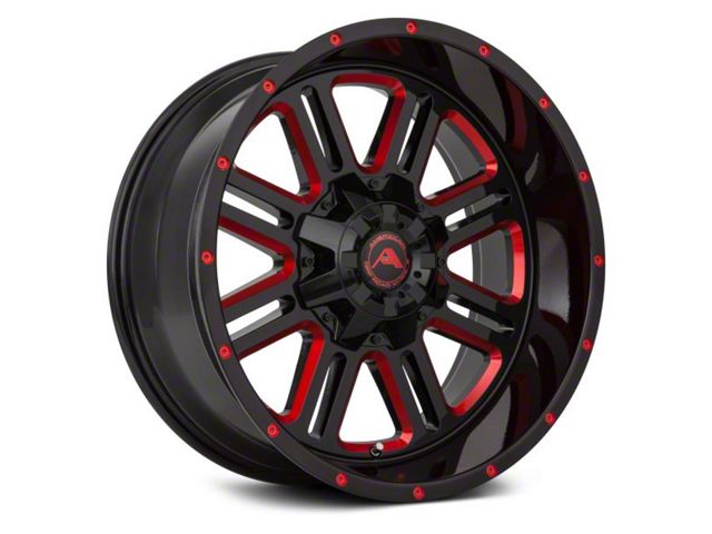 American Off-Road Wheels A106 Gloss Black Milled with Red Tint 6-Lug Wheel; 20x12; -44mm Offset (19-24 Sierra 1500)