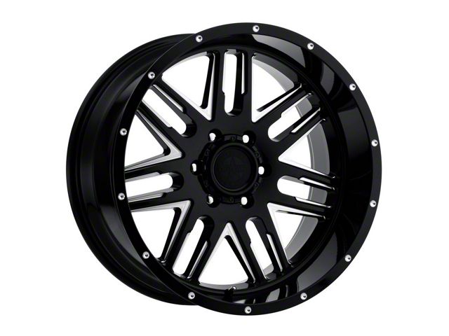 American Outlaw Wheels 12 Gauge Gloss Black Milled 6-Lug Wheel; 20x10; -18mm Offset (04-08 F-150)