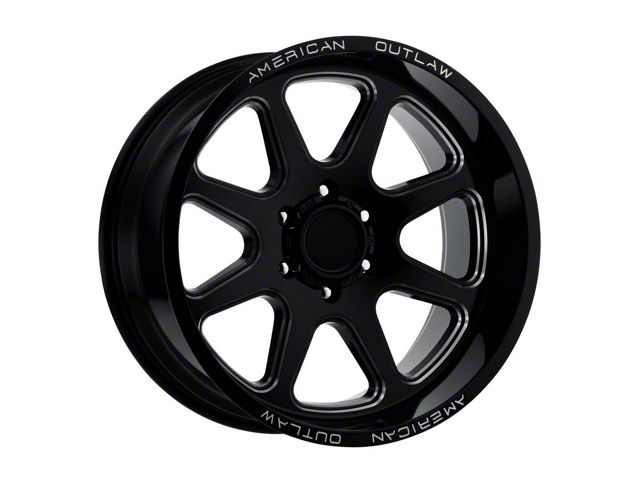 American Outlaw Wheels Derringer Gloss Black Milled 6-Lug Wheel; 20x10; -18mm Offset (07-13 Silverado 1500)