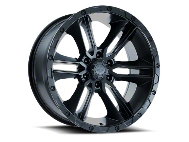 American Outlaw Wheels Railcar Satin Black 6-Lug Wheel; 20x9; -5mm Offset (14-18 Silverado 1500)