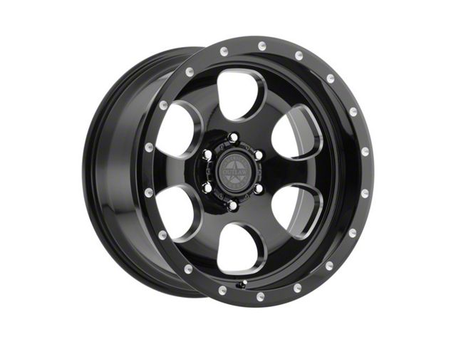 American Outlaw Wheels Gambler Gloss Black Milled 6-Lug Wheel; 17x8.5; 0mm Offset (99-06 Sierra 1500)
