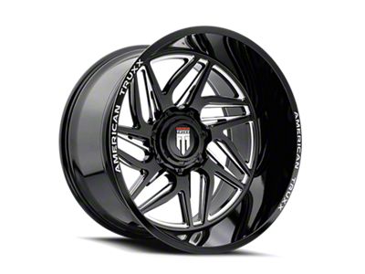 American Truxx Goliath Gloss Black Milled 6-Lug Wheel; 24x14; -76mm Offset (07-13 Sierra 1500)