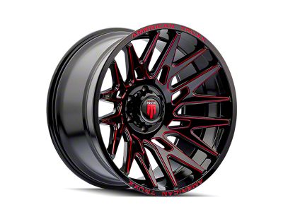 American Truxx Evolution Gloss Black with Prizm Red 8-Lug Wheel; 22x12; -44mm Offset (20-25 Silverado 3500 HD SRW)
