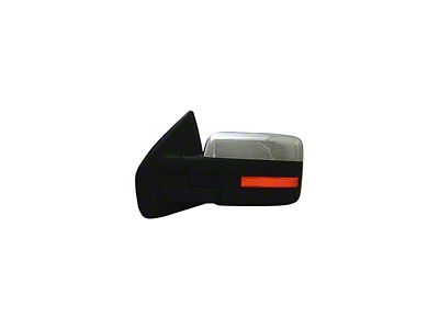 Replacement Powered Heated Mirror; Driver Side; Chrome (09-10 F-150 w/o Puddle Light & Auto Dimmer)