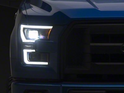 Anzo USA Full LED Plank Style Projector Headlights with DRL, Initiation and Sequential Turn Signal; Black Housing; Clear Lens (15-17 F-150 w/ Factory Halogen Headlights)