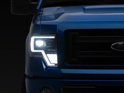 Anzo USA Full LED Plank Style Projector Headlights with Initiation and Sequential Turn Signal; Black Housing; Clear Lens (09-14 F-150 w/ Factory Halogen Headlights)