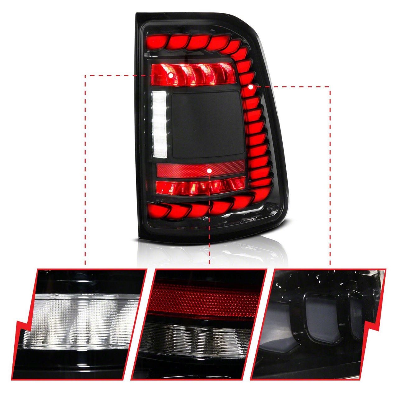 Anzo USA RAM 1500 Full LED Tail Lights with Sequential Turn Signal
