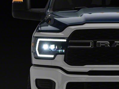 Anzo USA Z-Series Full LED Projector Headlights with Initiation Feature; Black Housing; Clear Lens (19-24 RAM 2500 w/ Factory Halogen Headlights)