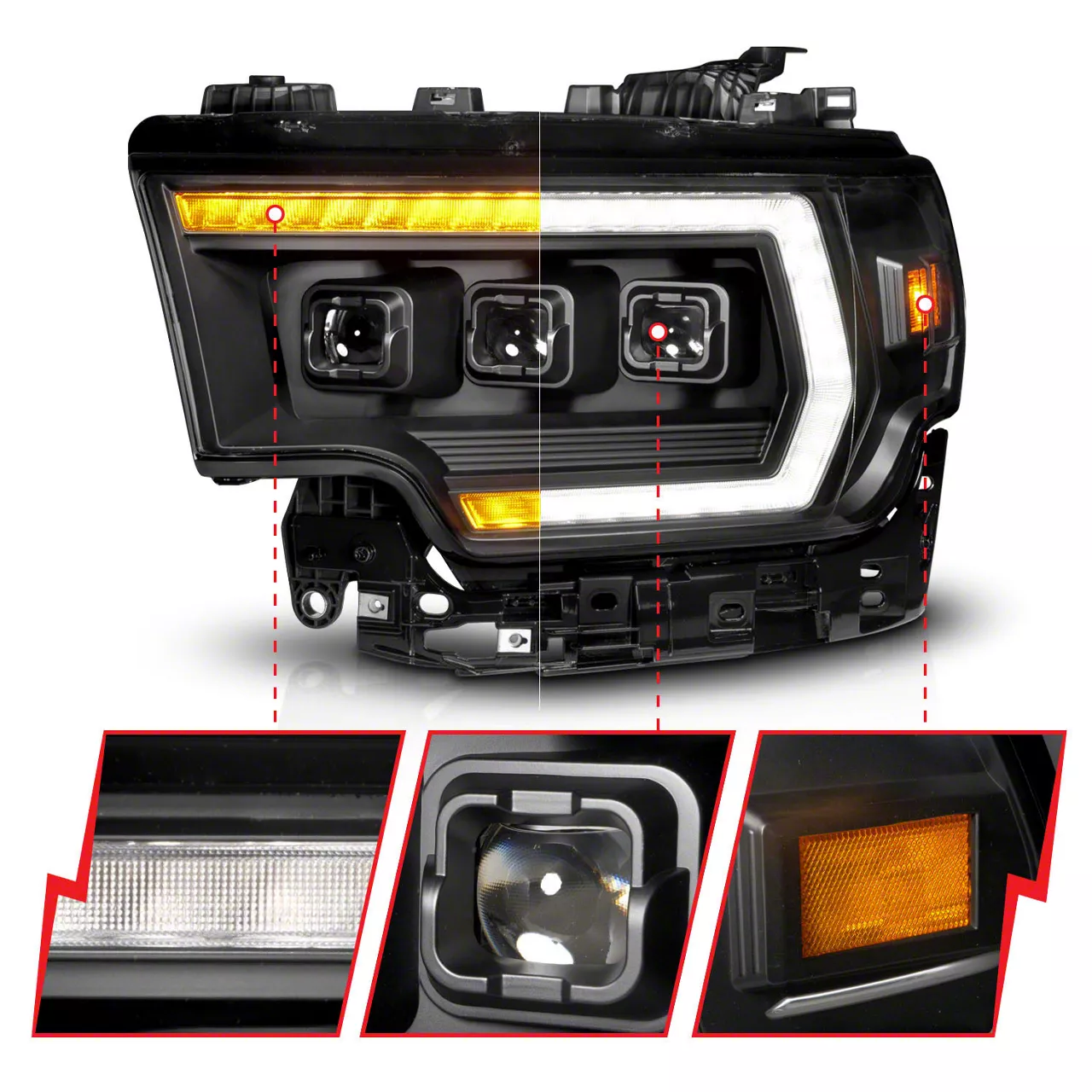 Anzo USA RAM 3500 Z-Series Full LED Projector Headlights with