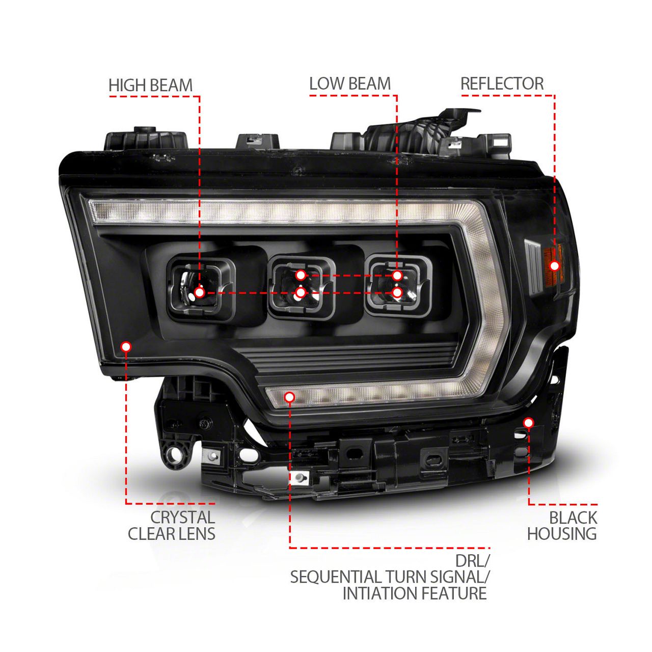 Anzo USA RAM 3500 Z-Series Full LED Projector Headlights with