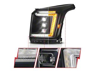 2015-2020 GMC Yukon Halogen Projector Headlights W/ LED DRL – Driver & Passenger Side, Chrome Housing