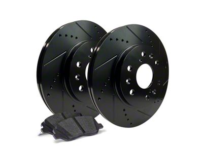 Apex One Elite Cross-Drill and Slots 6-Lug Brake Rotor and Friction Point Pad Kit; Rear (15-20 Canyon)