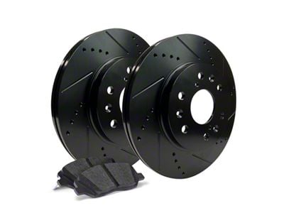 Apex One Elite Cross-Drill and Slots 6-Lug Brake Rotor and Friction Point Pad Kit; Front and Rear (15-20 Canyon)