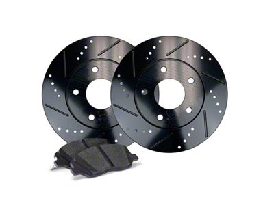 Apex One Elite Cross-Drill and Slots 5-Lug Brake Rotor and Friction Point Pad Kit; Front and Rear (02-05 RAM 1500, Excluding SRT-10)