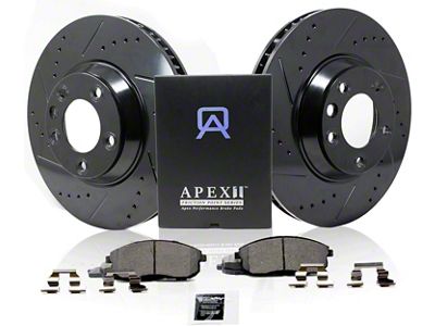 Apex One Elite Cross-Drill and Slots 8-Lug Brake Rotor and Friction Point Pad Kit; Rear (19-25 RAM 3500 DRW w/ 8x165mm Bolt Pattern)