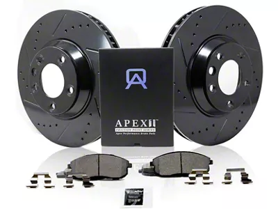 Apex One Elite Cross-Drill and Slots 8-Lug Brake Rotor and Friction Point Pad Kit; Front (09-18 RAM 3500)