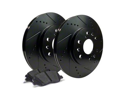 Apex One Elite Cross-Drill and Slots 6-Lug Brake Rotor and Friction Point Pad Kit; Rear (07-18 Sierra 1500 w/ Rear Disc Brakes)