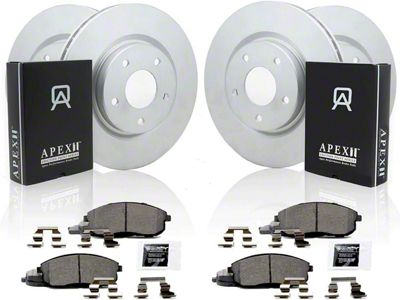 Apex One Enviro-Friendly Geomet OE 8-Lug Brake Rotor and Friction Point Pad Kit; Front and Rear (01-10 Sierra 2500 HD)