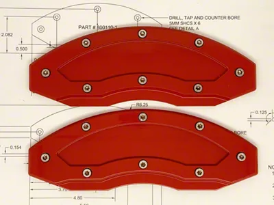 Apex Overlay Gen III Brake Caliper Overlays; Red; Rear (97-24 F-150 w/ 18+ Inch Wheels)