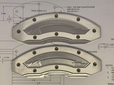Apex Overlay Gen III Brake Caliper Overlays; Raw; Rear (15-25 F-150 w/ 18+ Inch Wheels)