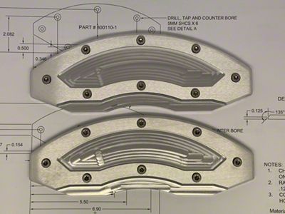 Apex Overlay Gen III Brake Caliper Overlays; Raw; Rear (15-24 F-150 w/ 18+ Inch Wheels)