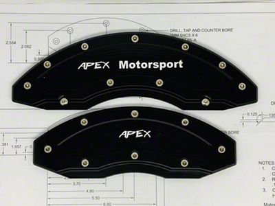 Apex Overlay Gen III Brake Caliper Overlays; Black; Front and Rear (03-24 RAM 3500 SRW w/ 18+ Inch Wheels)