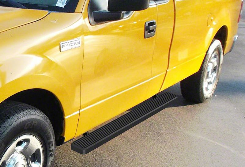 F150 4Inch iStep Running Boards; Black (0408 F150 Regular Cab)