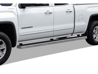 5-Inch iStep Wheel-to-Wheel Running Boards; Hairline Silver (07-18 Sierra 1500 Extended/Double Cab)