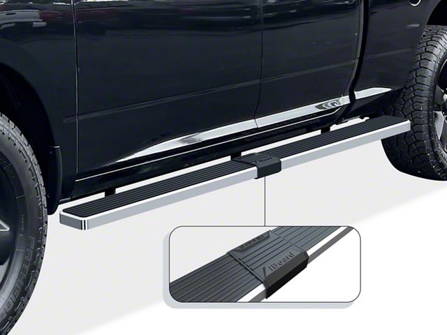 5-Inch iStep Wheel-to-Wheel Running Boards; Hairline Silver (09-18 RAM 1500 Quad Cab)