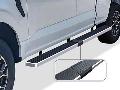 5-Inch iStep Wheel-to-Wheel Running Boards; Hairline Silver (15-25 F-150 SuperCab w/ 6-1/2-Foot Bed)