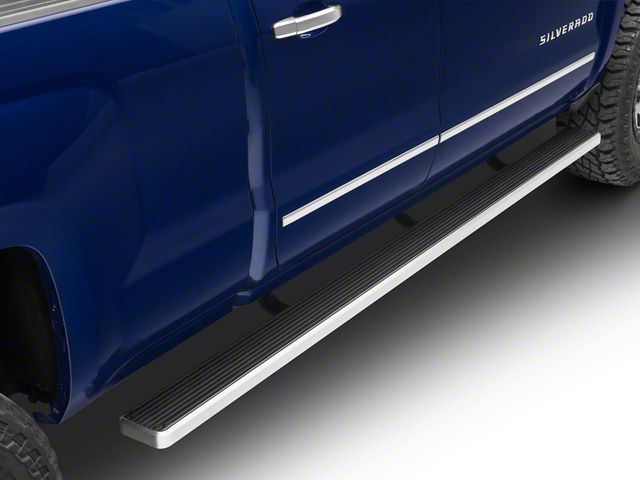 6-Inch iStep Wheel-to-Wheel Running Boards; Hairline Silver (07-18 Silverado 1500 Extended/Double Cab)