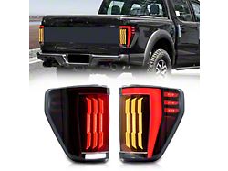 JC April Full LED Tail Lights; Black Housing; Smoked Lens (21-23 F-150 w/ Factory Halogen Non-BLIS Tail Lights)