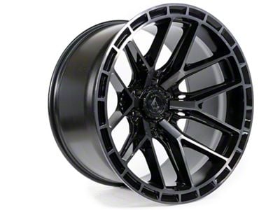 Arena Battle Glossy Black with Machined DDT Face and Lip 6-Lug Wheel; 22x10; -18mm Offset (19-25 Sierra 1500)