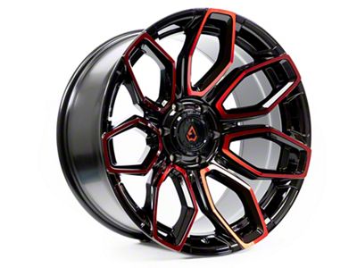 Arena Cobra Glossy Black Machine with Red Tint 6-Lug Wheel; 20x9; 0mm Offset (24-25 Ranger)