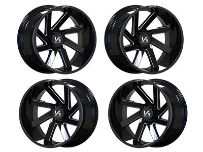 Arkon Off-Road Lincoln Gloss Black with Milled Edges 6-Lug 4-Wheel Kit; 20x12; -51mm Offset (09-14 F-150)