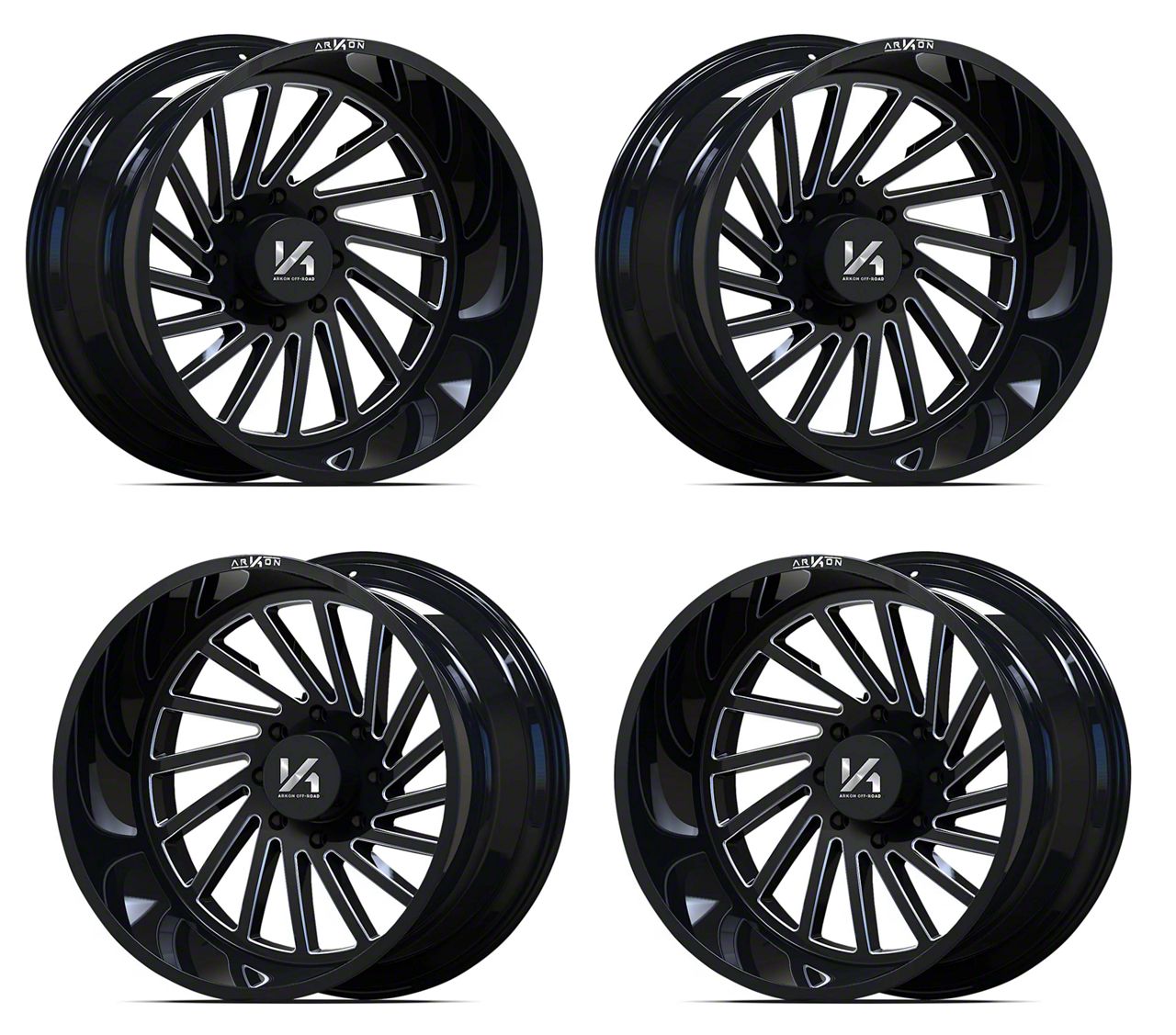 Arkon Off-Road Ranger Caesar Gloss Black with Milled Edges 6-Lug 4 ...