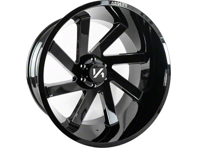 Arkon Off-Road Lincoln Gloss Black with Milled Edges 6-Lug 4-Wheel Kit; 24x14; -81mm Offset (21-24 Tahoe)