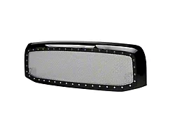Studded Mesh Upper Replacement Grille; Gloss Black (02-05 RAM 1500)