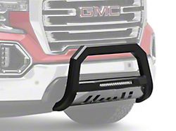 AR Series Bull Bar with Aluminum Skid Plate and LED Light Bar; Matte Black (19-26 Sierra 1500)