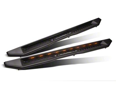 Armordillo FX Running Boards with LED Lights; Matte Black (07-19 Sierra 3500 HD Extended/Double Cab)