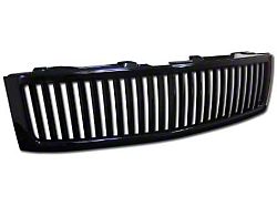 Vertical Style Upper Replacement Grille; Gloss Black (07-13 Silverado 1500)