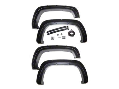 Rough Country Defender Pocket Fender Flares; Flat Black (20-24 Silverado 3500 HD SRW)