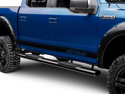 SEC10 Rocker Stripes with Off Road Lettering; Matte Black (99-25 F-350 Super Duty)